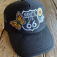 Route 66 Butterly trucker hat with custom patches