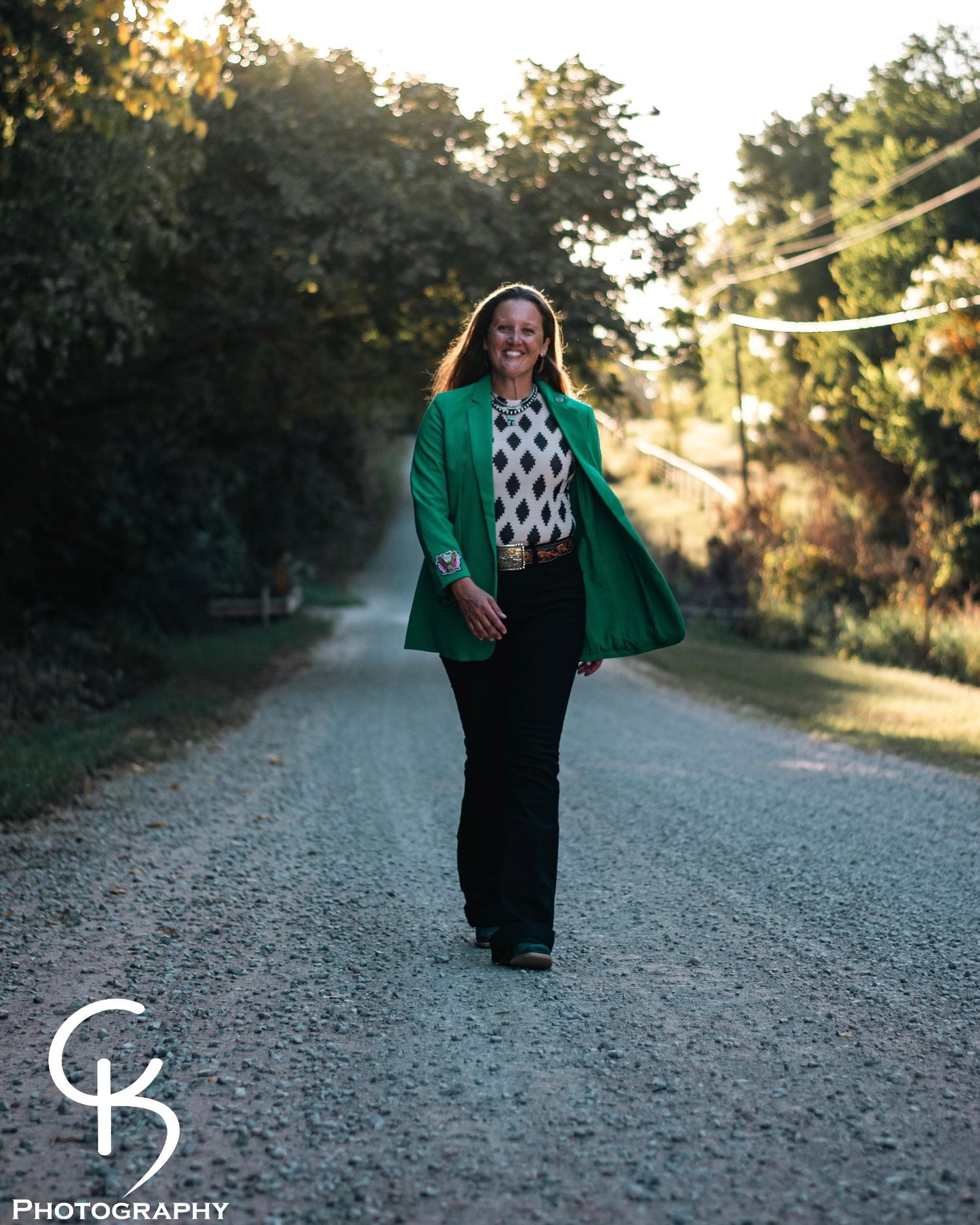 Green With Envy Kelly Green Blazer on model