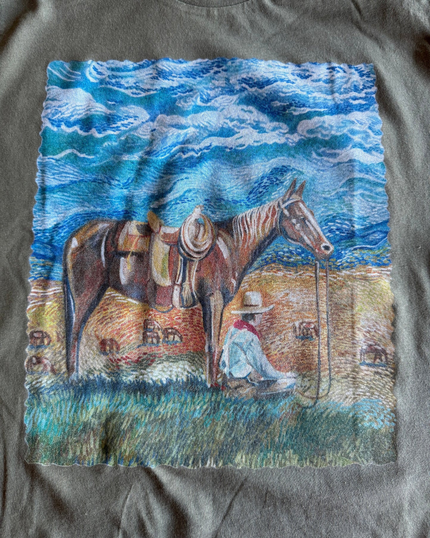 Close up of Home on the Range graphic tee