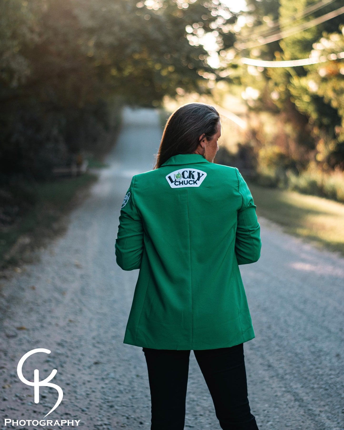 Green With Envy Kelly Green Blazer on model