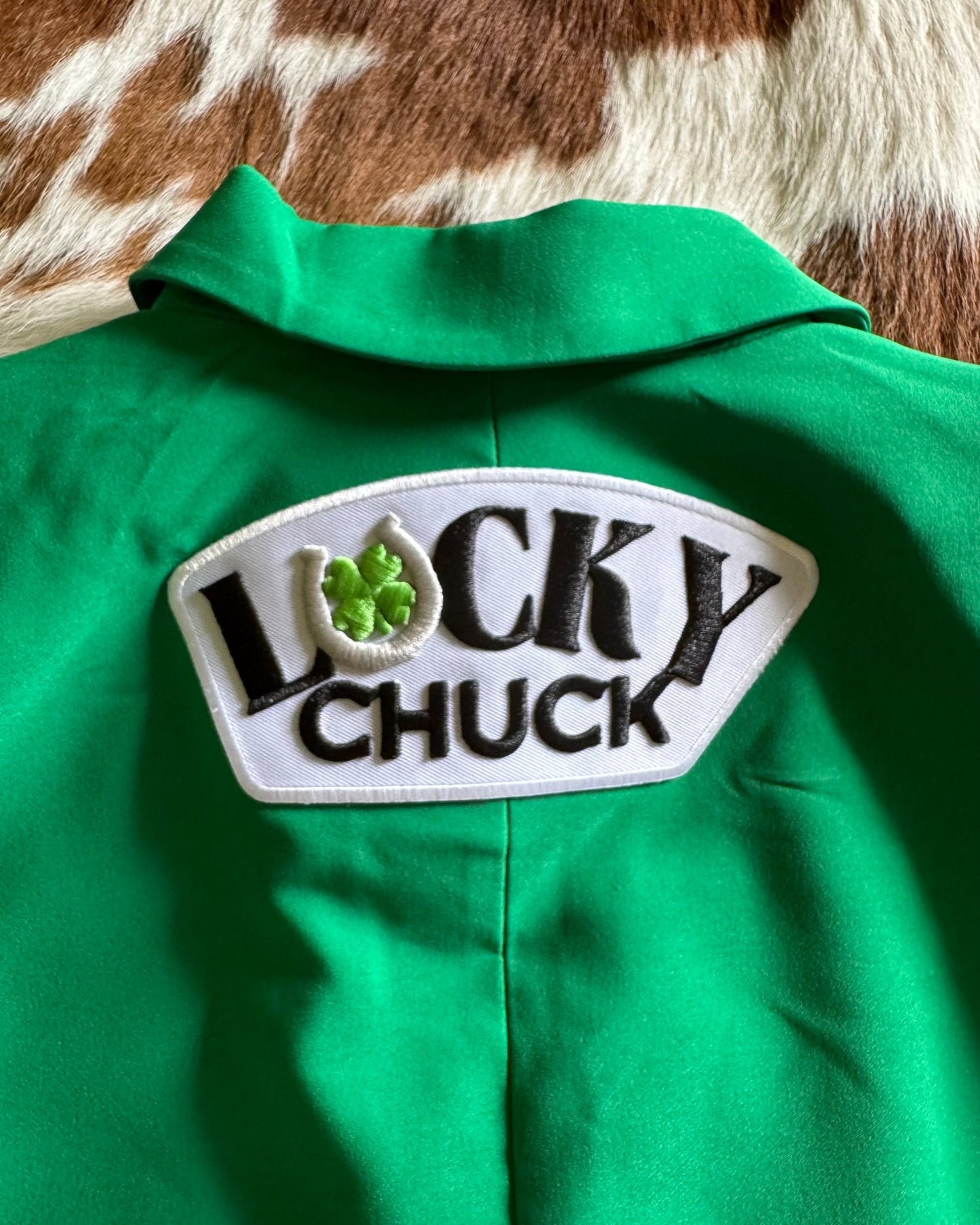 Lucky Chuck Patch on back of blazer
