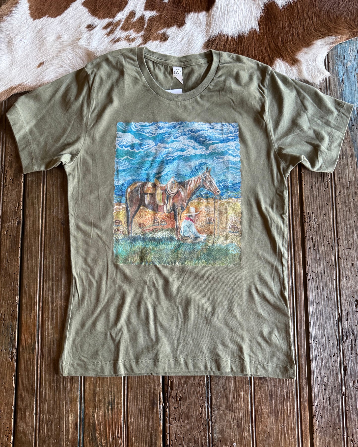 Home on the Range Graphic tee on rustic wood background
