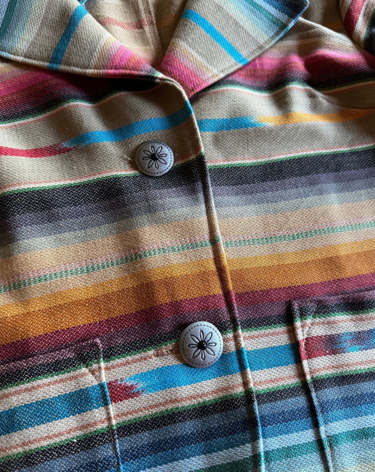 Close up of buttons on Maria Blazer