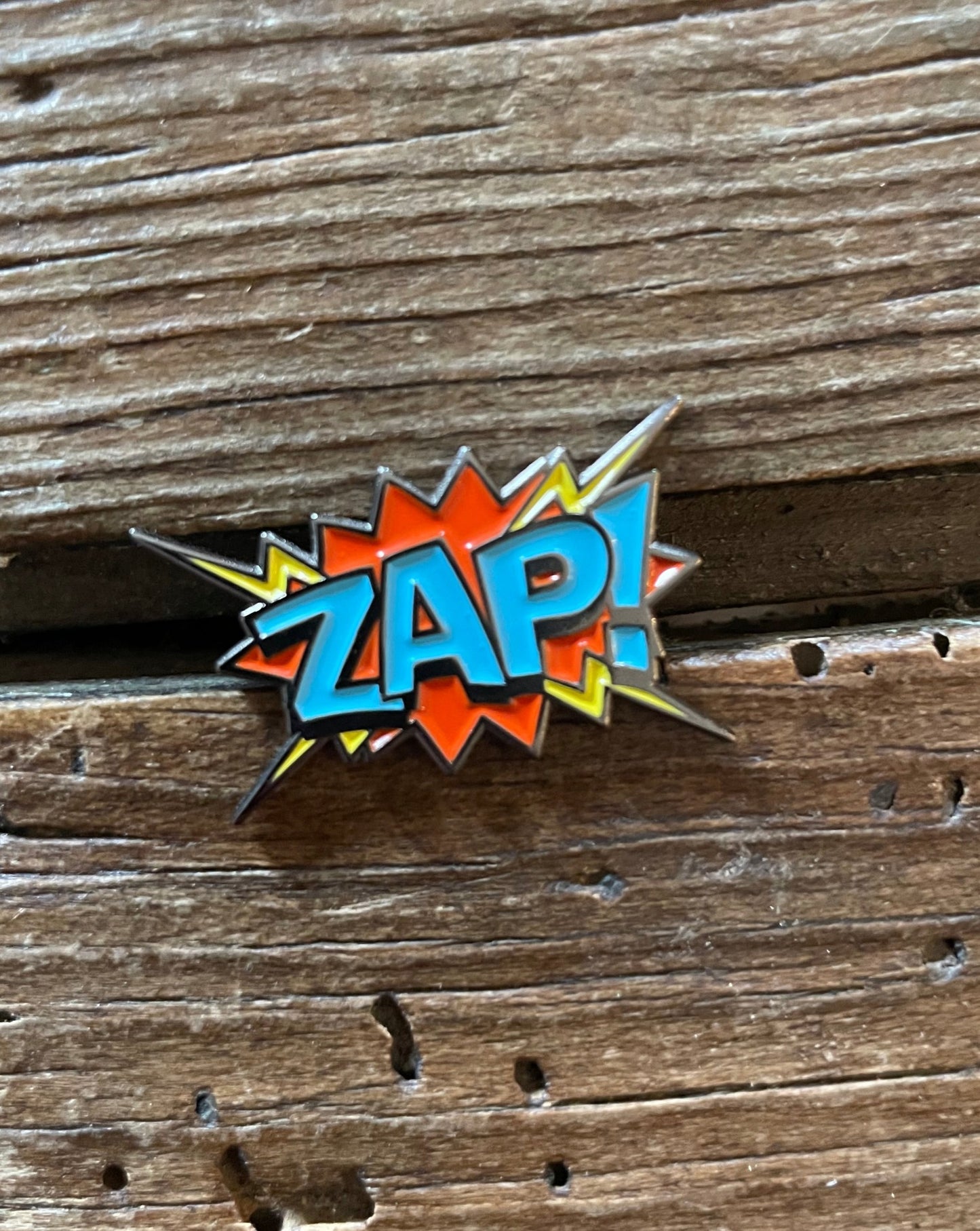 Comic Lightening Bolt "Zap!" Pin