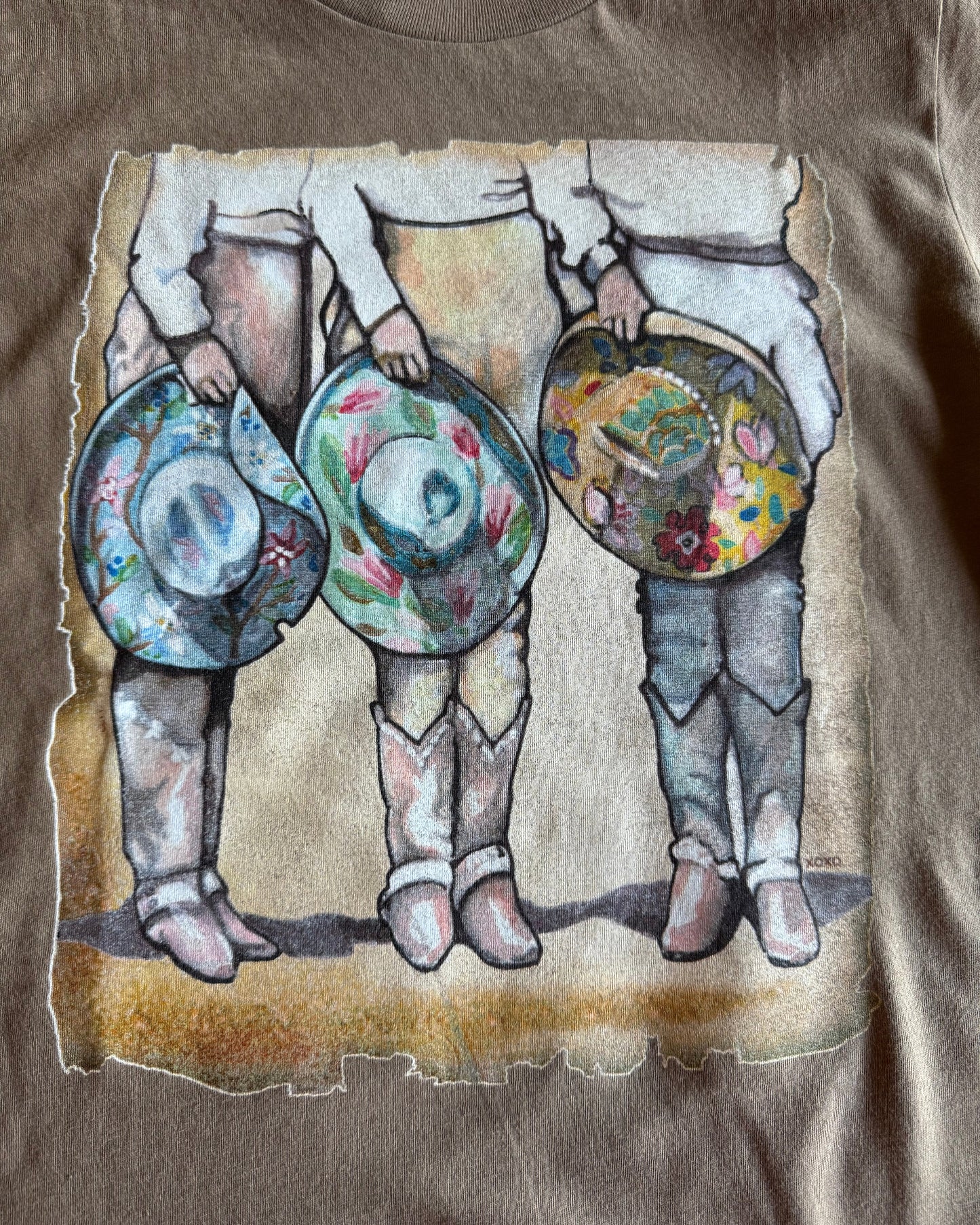 Close up of Cowgirls & Cowboy Hats graphic tee