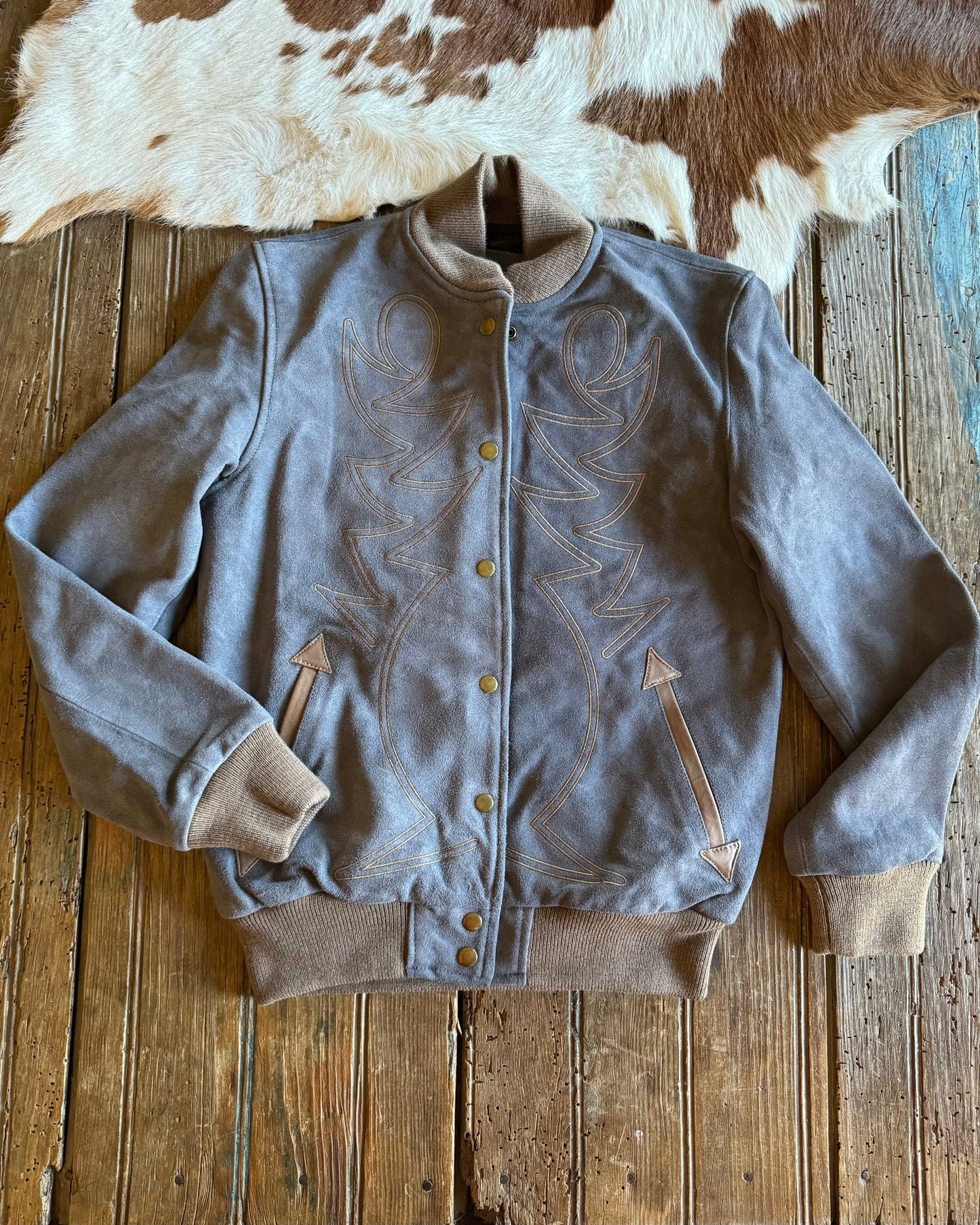 Blue Jean Baby Embroidered Bomber Jacket