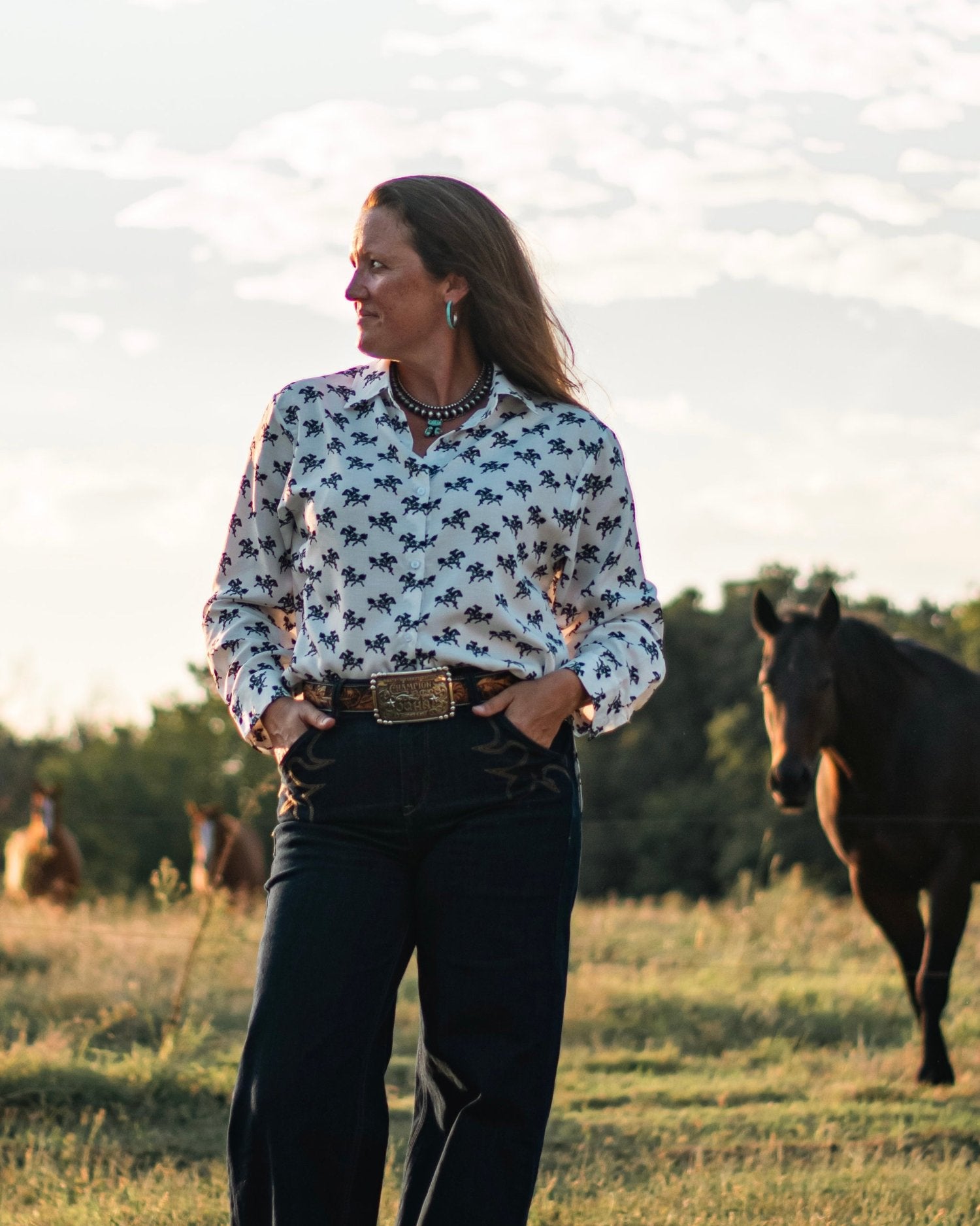 Ride Em Cowgirl Blouse on model
