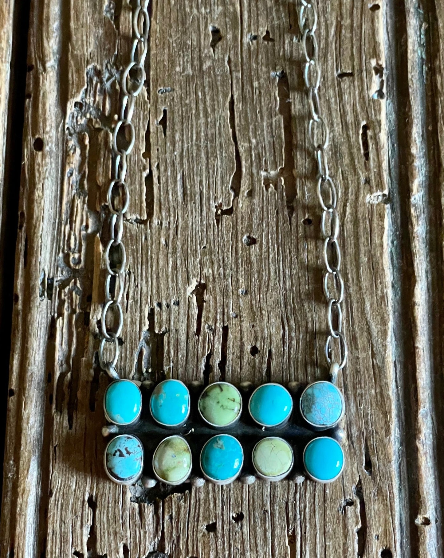 Multi Stone Double Bar Necklace