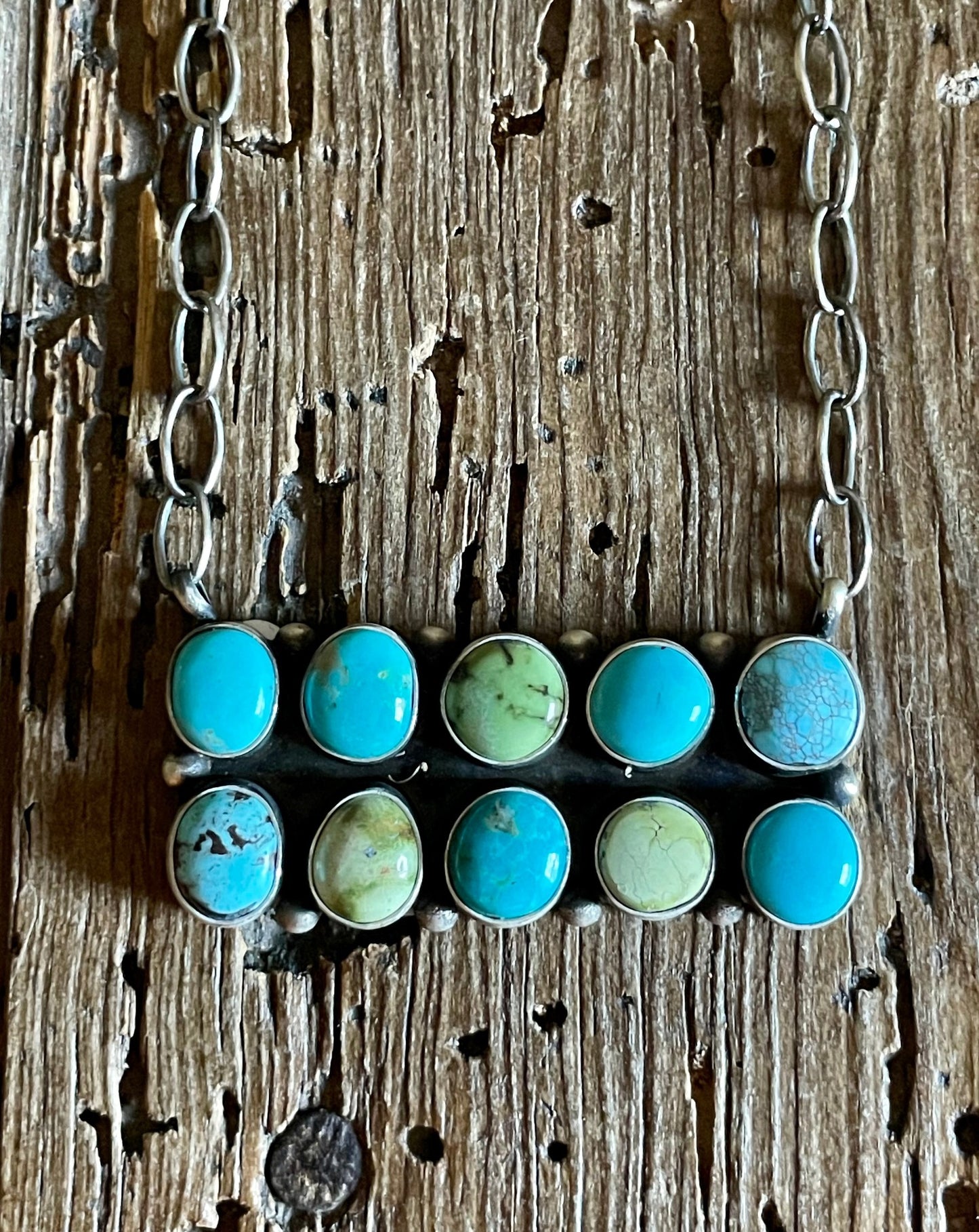 Multi Stone Double Bar Necklace