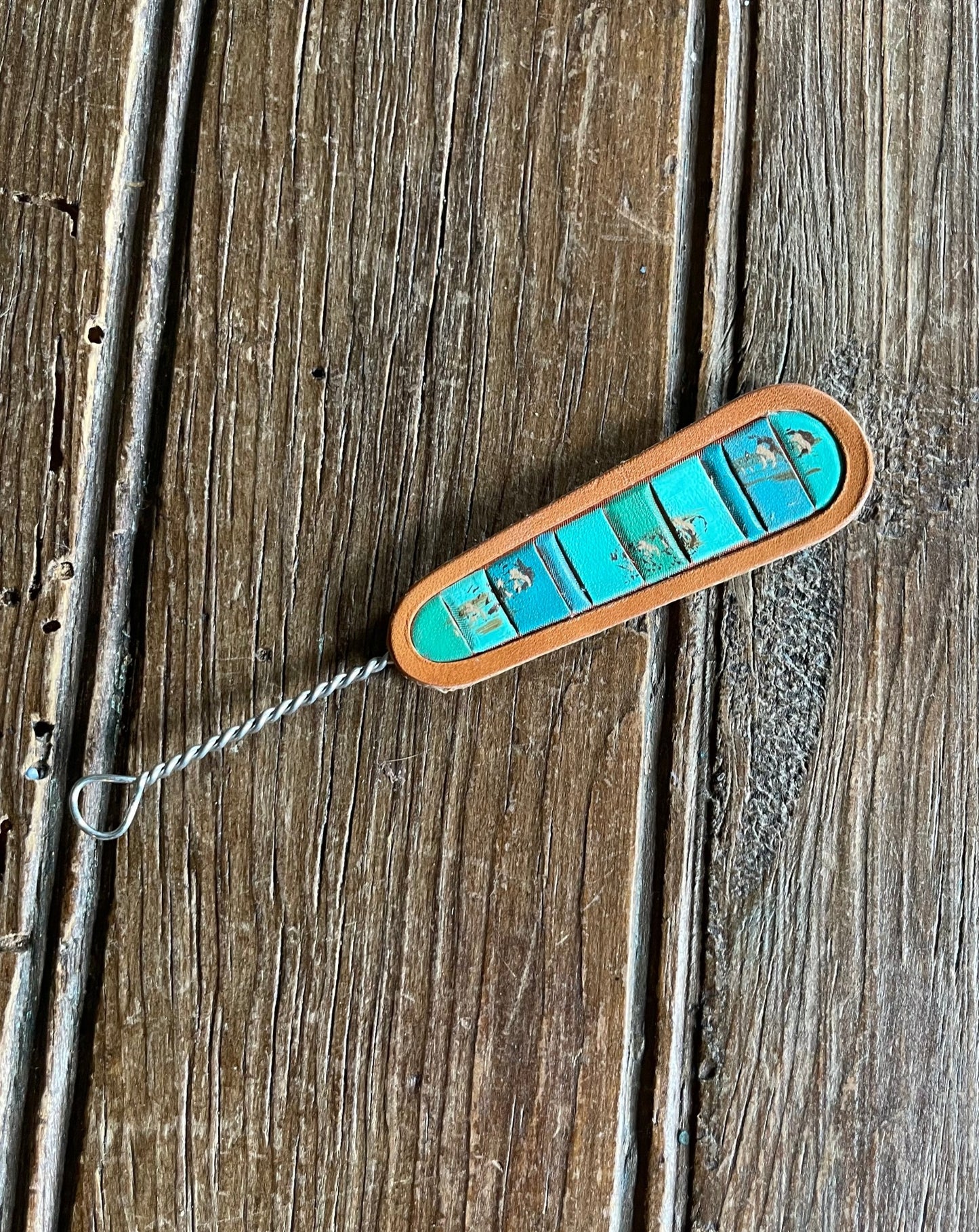 Turquoise Chunks Leather Hat Pick