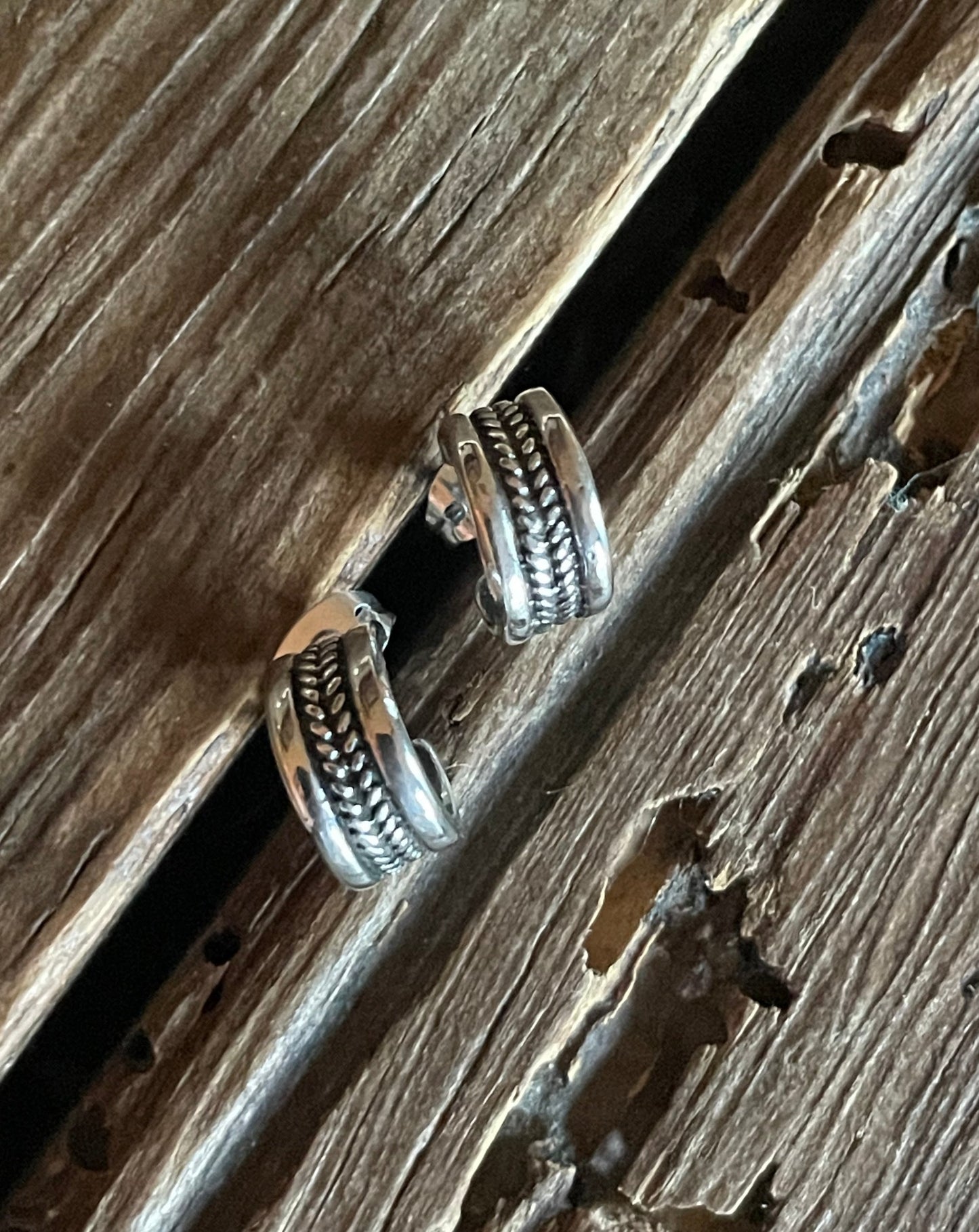 Sterling Silver Rope Mini Hoop