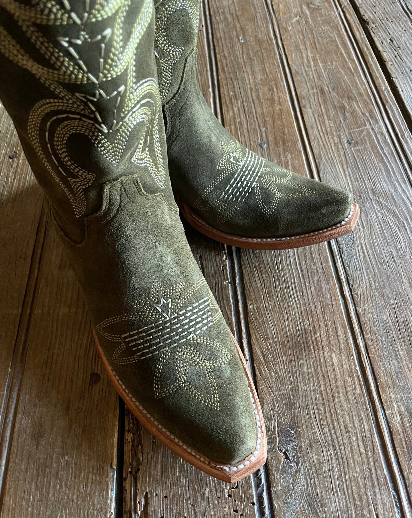 Squash Blossom Boots (Olive Suede)
