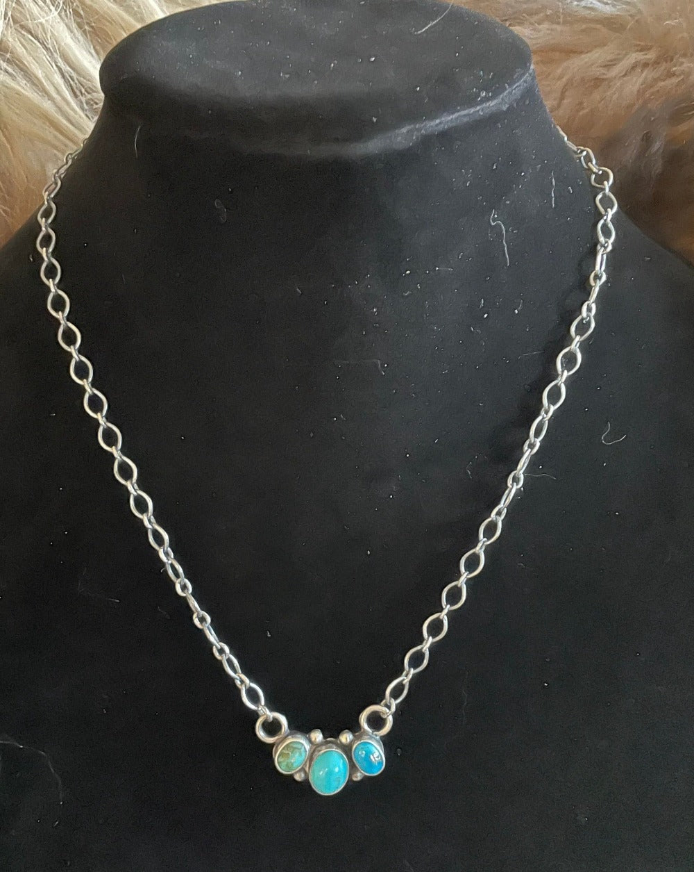 Three Stone Turquoise Necklace