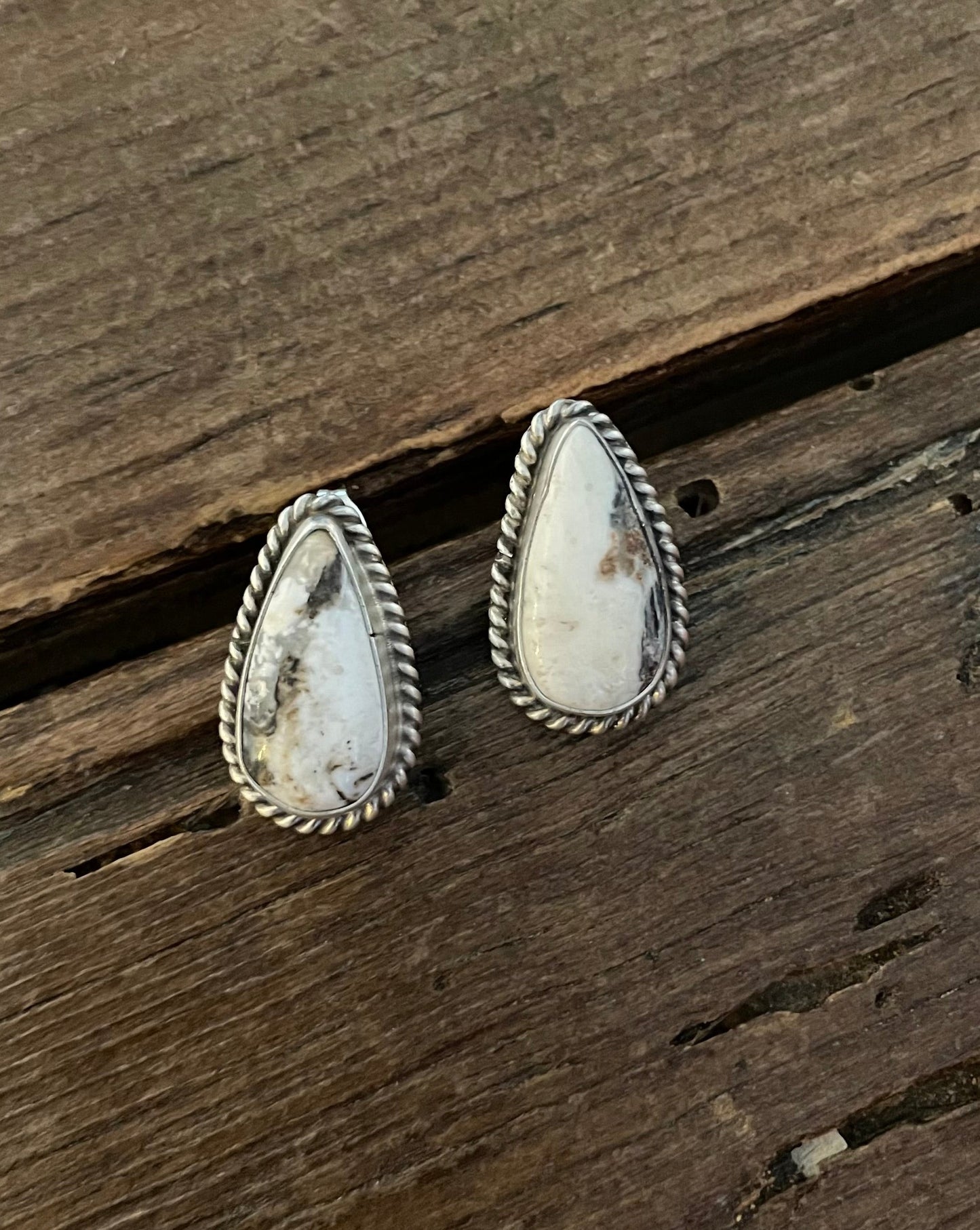 White Buffalo Teardrop Earrings