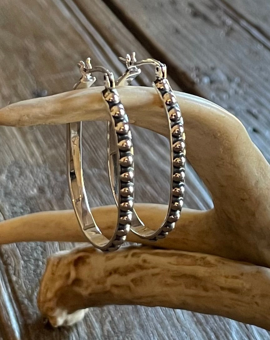 Oval Ball Hoop Earrings