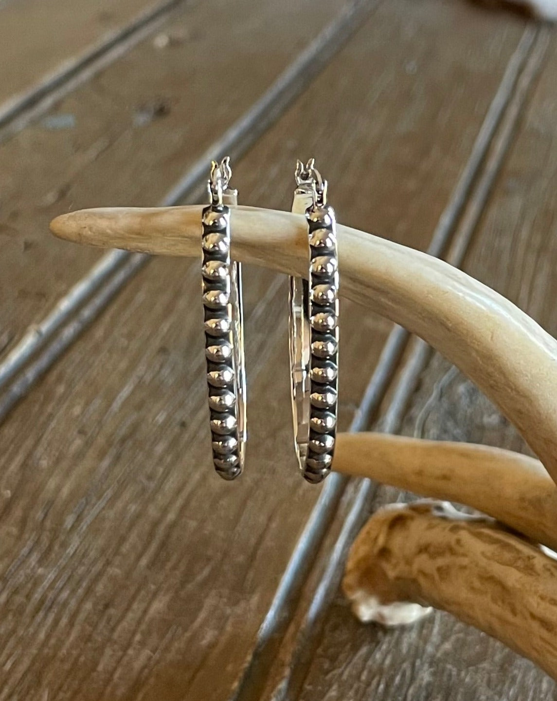 Oval Ball Hoop Earrings