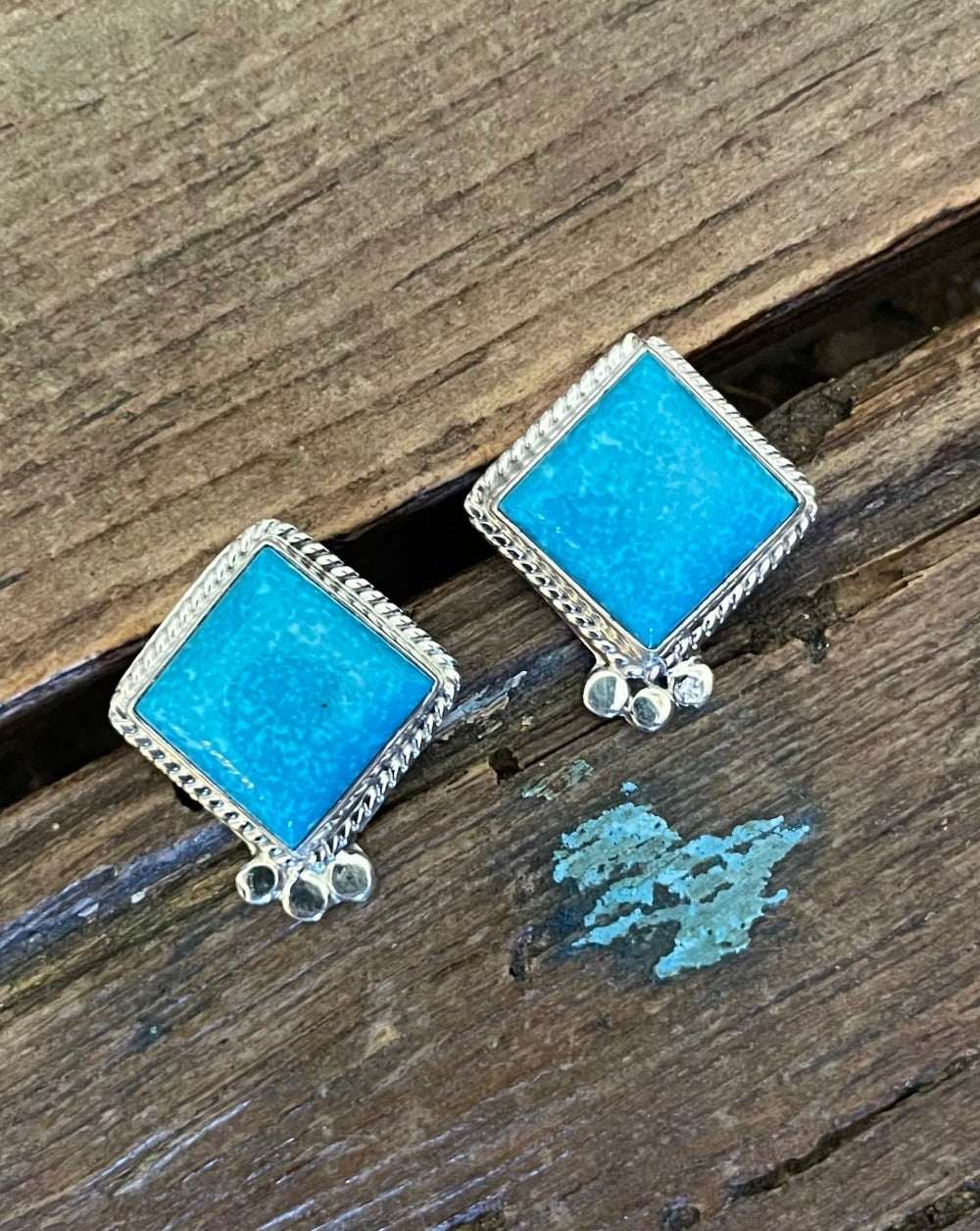 Kingman Turquoise Square Earrings