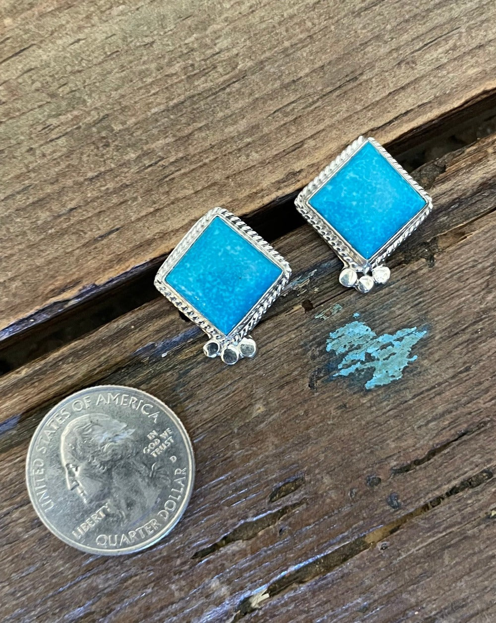 Kingman Turquoise Square Earrings