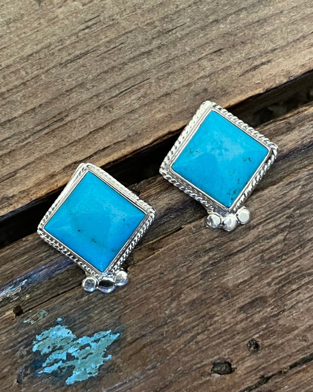 Kingman Turquoise Square Earrings