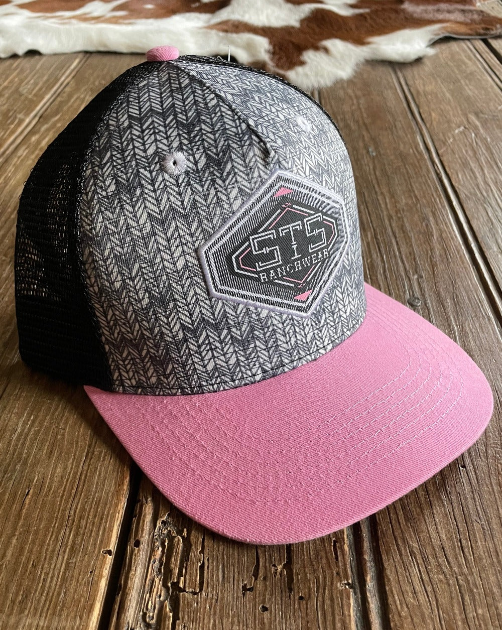 Pink Herringbone Cap