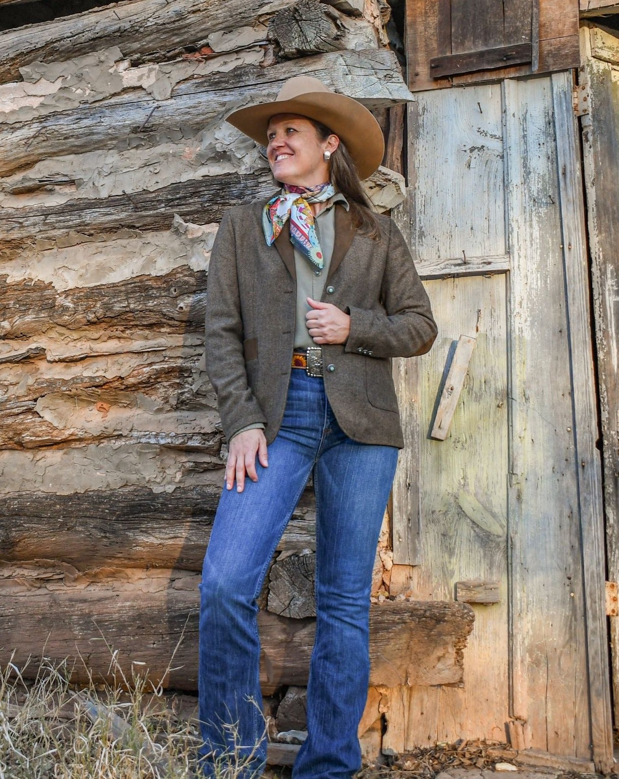 Katmai Blazer (Tan Herringbone)