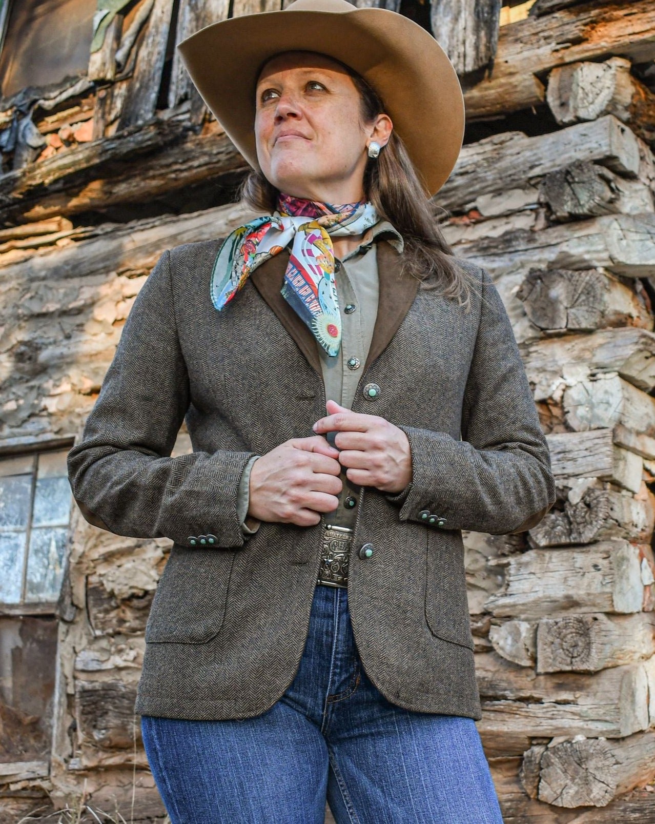 Katmai Blazer (Tan Herringbone)