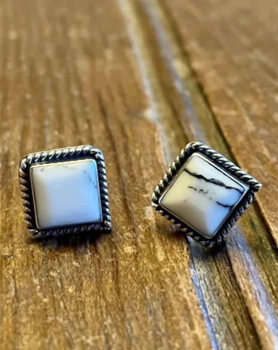 Howlite Square Studs