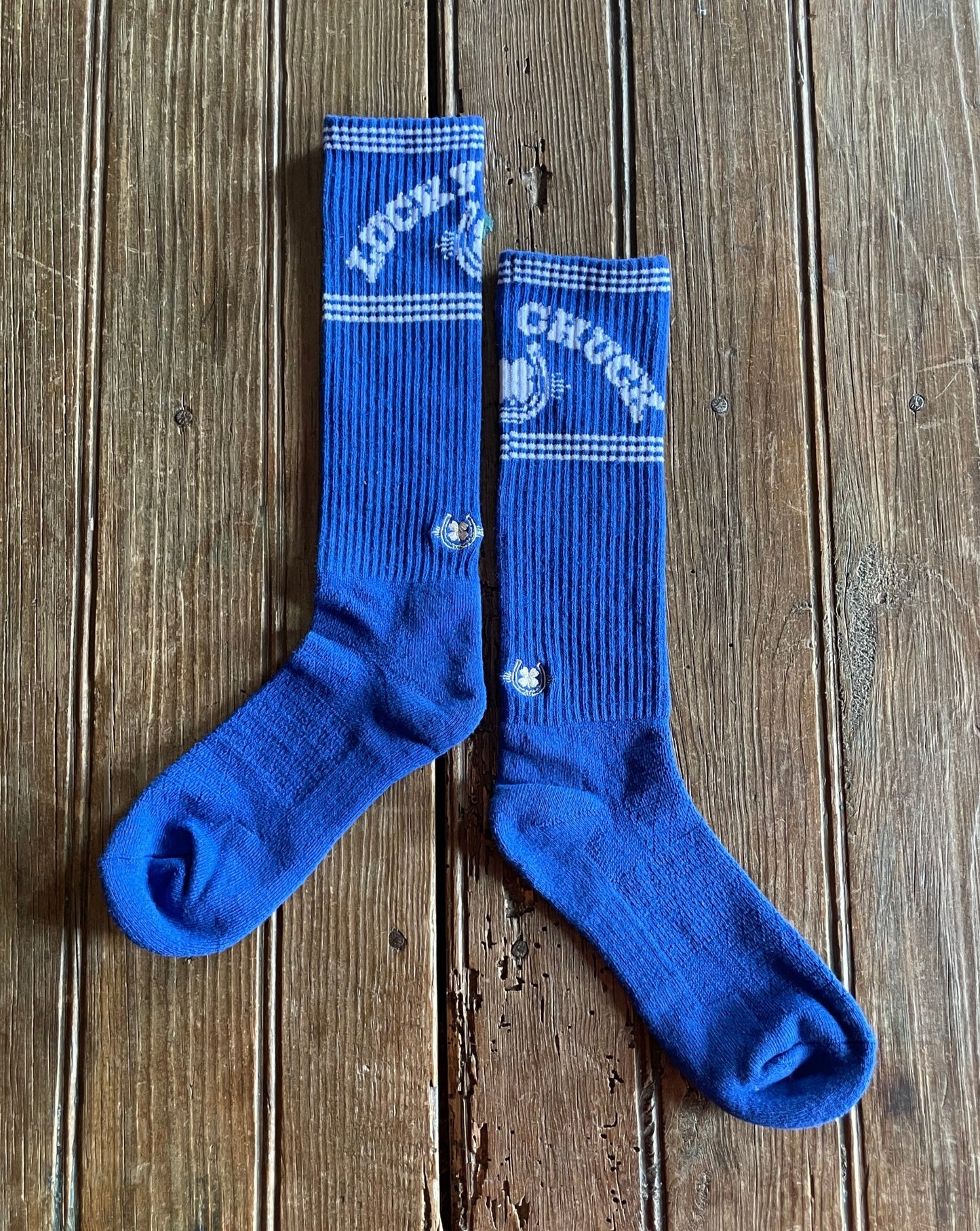 Retro Lucky Blue Performance Crew Socks