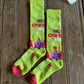 Merry Christmas Y'all Performance Crew Socks (Lime Green & Crystals)