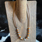 brown suede leather choker with Navajo pearls and orange spiny