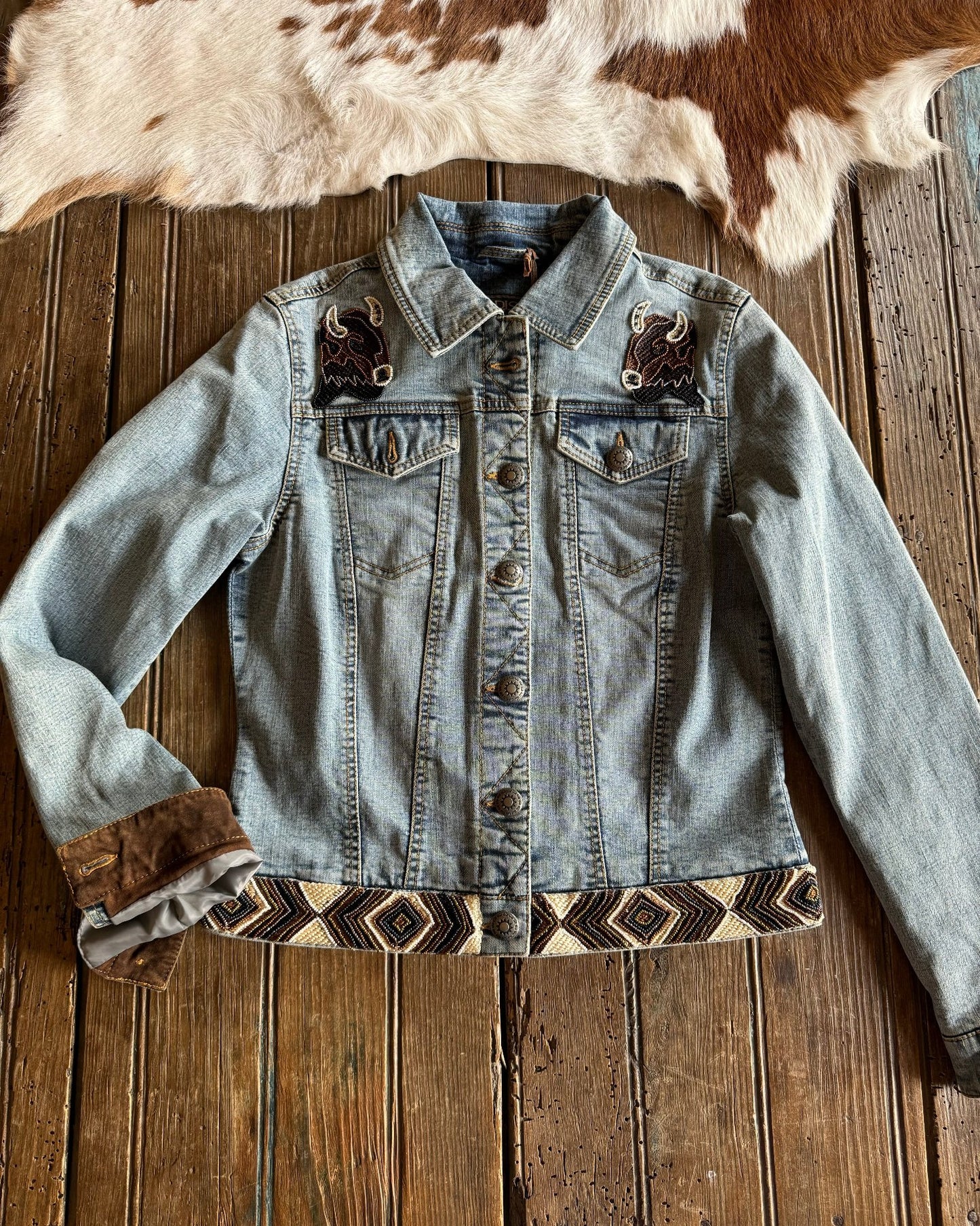 Bison Beaded Denim Jacket