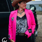 One Pretty in Pink Cowgirl Blazer on model