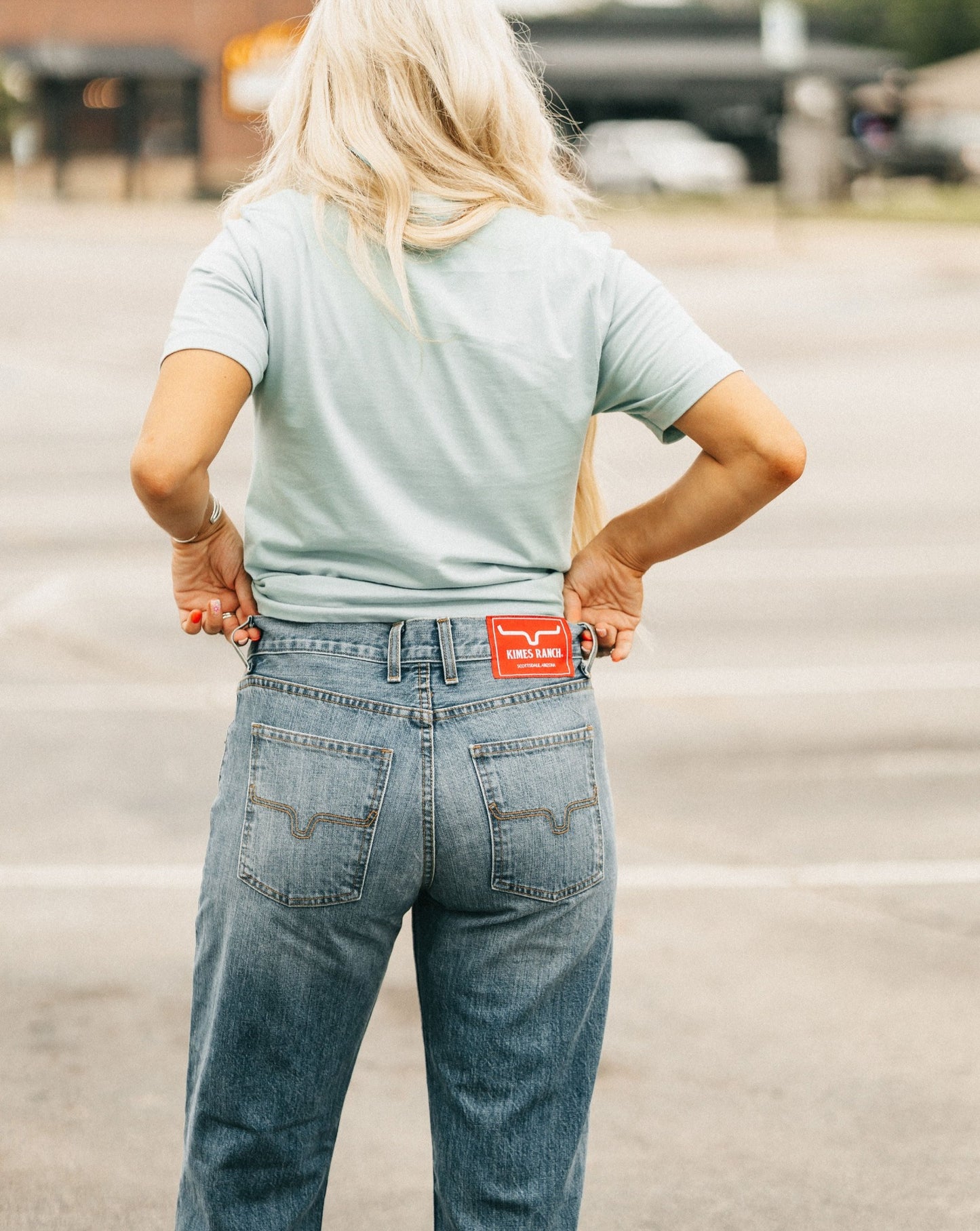 Brooks Mid Rise Boyfriend Jean on model