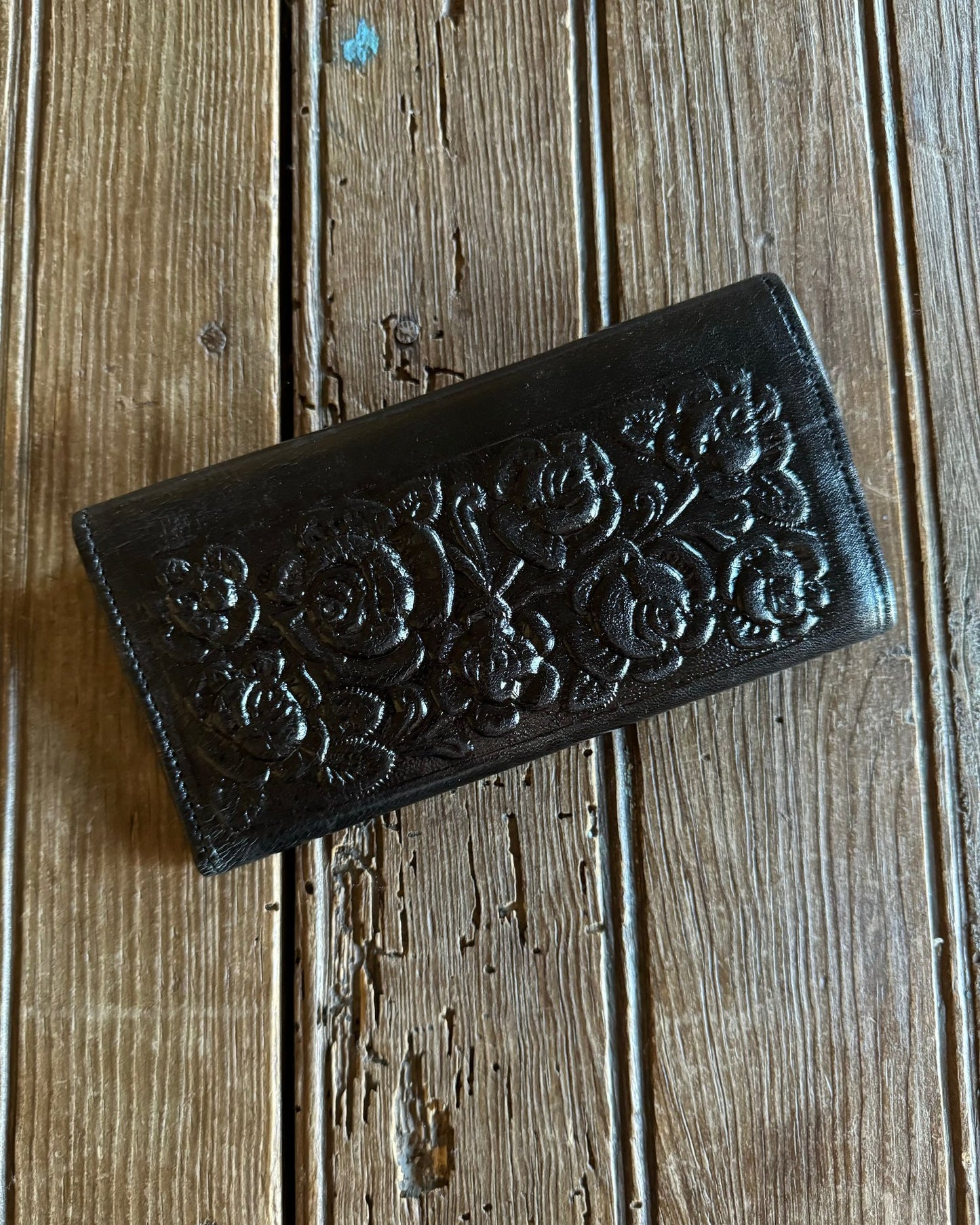 Black Rose Leather Wallet