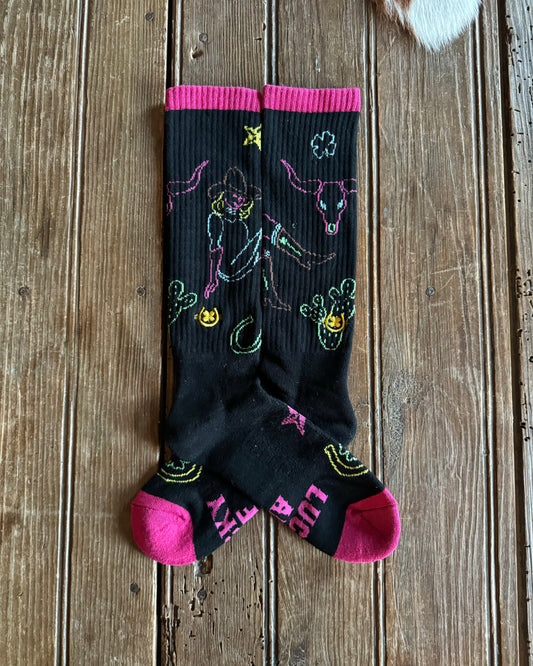 Neon Cowgirl Performance Crew Socks