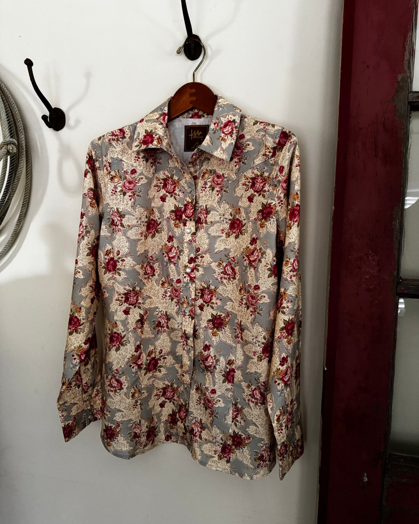floral-patterned fabric on a white surface