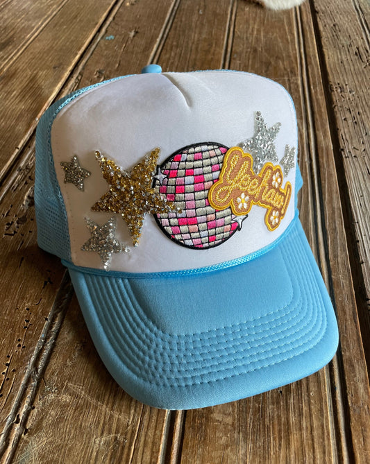 Yeehaw at the Disco trucker hat with custom patches