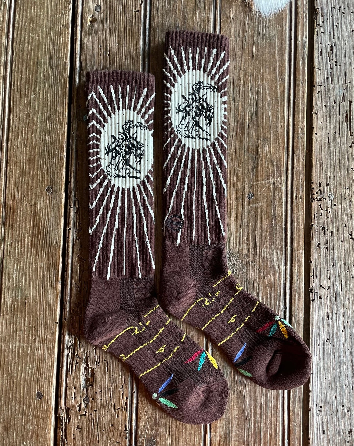 Brown Fringe Bucking Performance Crew sock