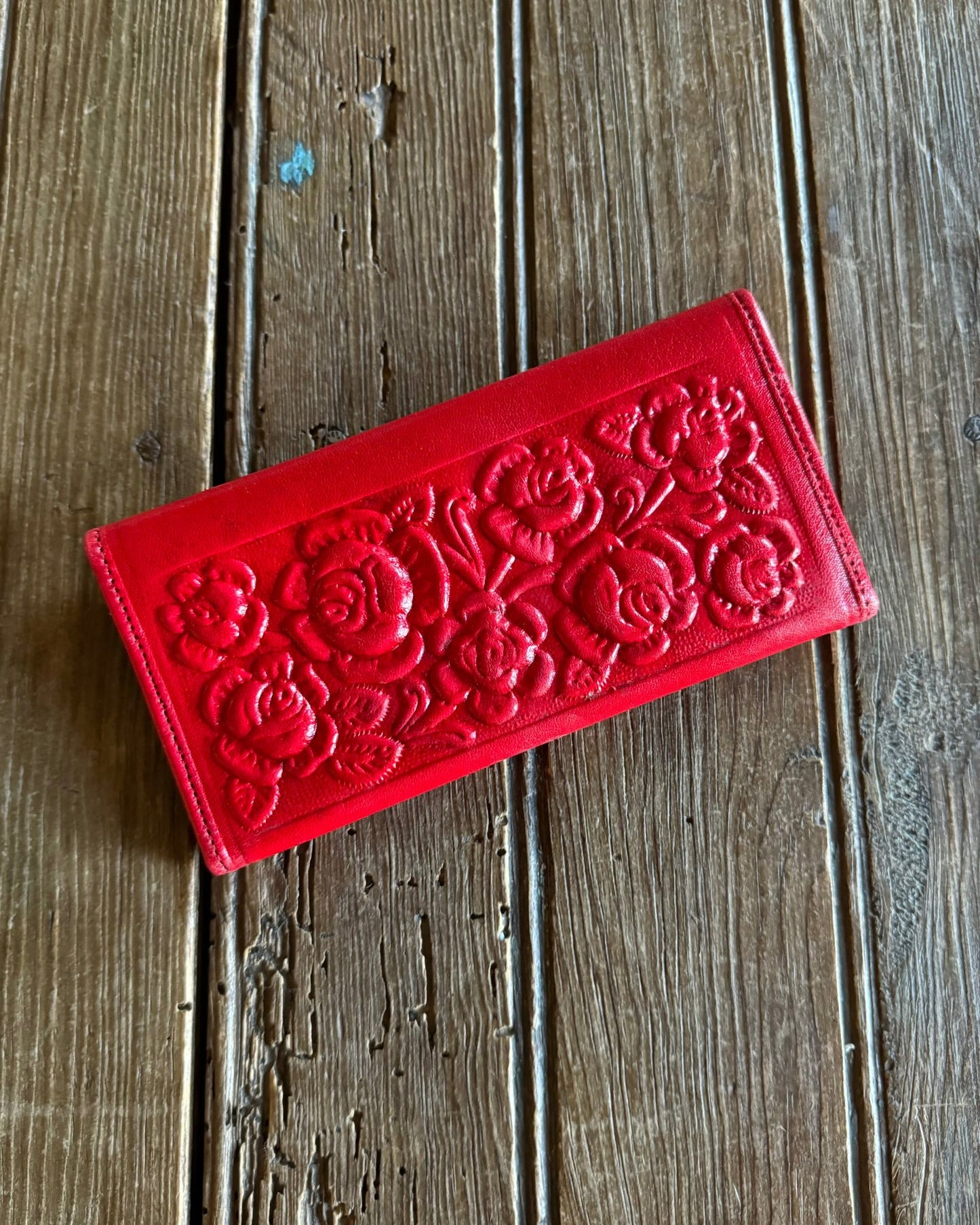 Red Rose Leather Wallet