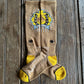 Lucky Bucking Cowgirl Performance Socks (Tan) on rustic wood background 