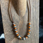 Suede leather choker with Navajo pearls and orange spiny beads