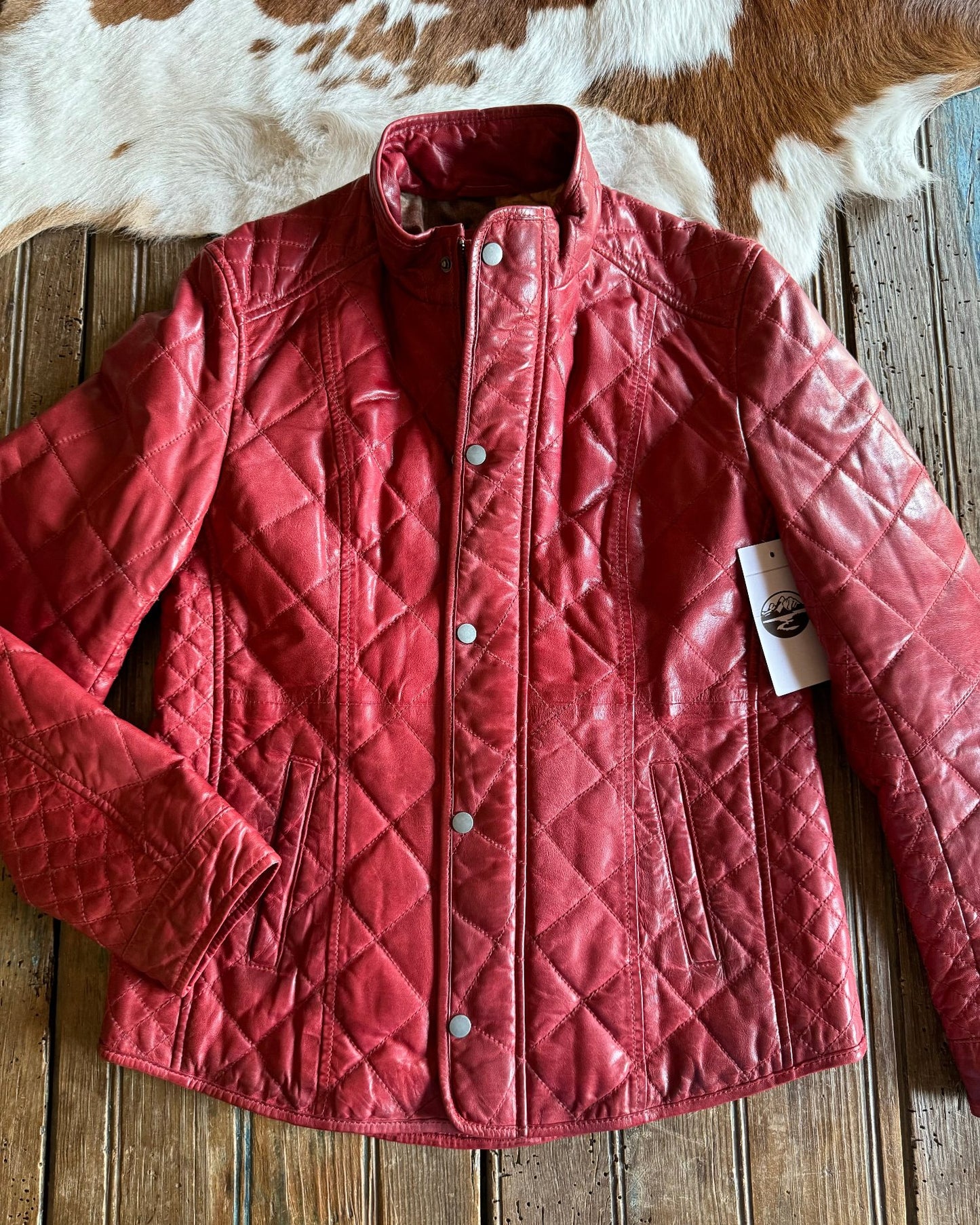 Georgia Quilted Leather Jacket (Red)