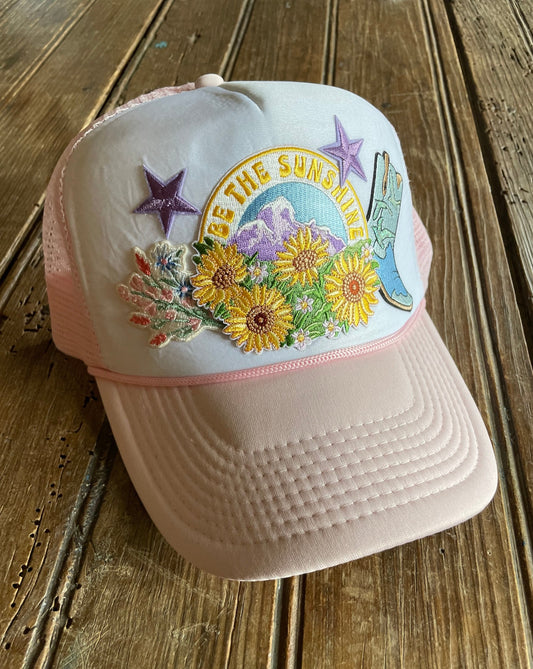 Boots and Sunshine Trucker hat with custom patches