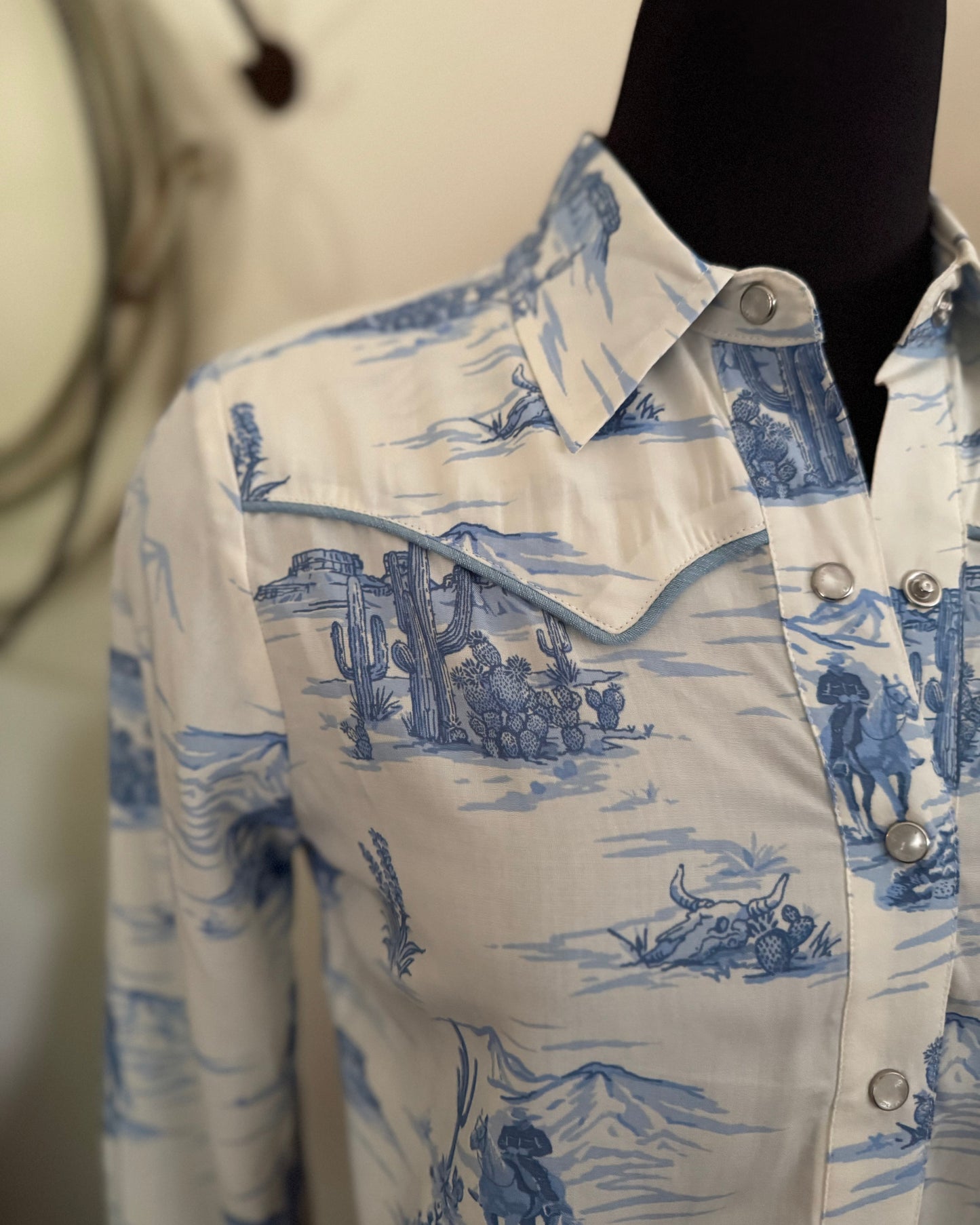 close up of white and blue shirt 
