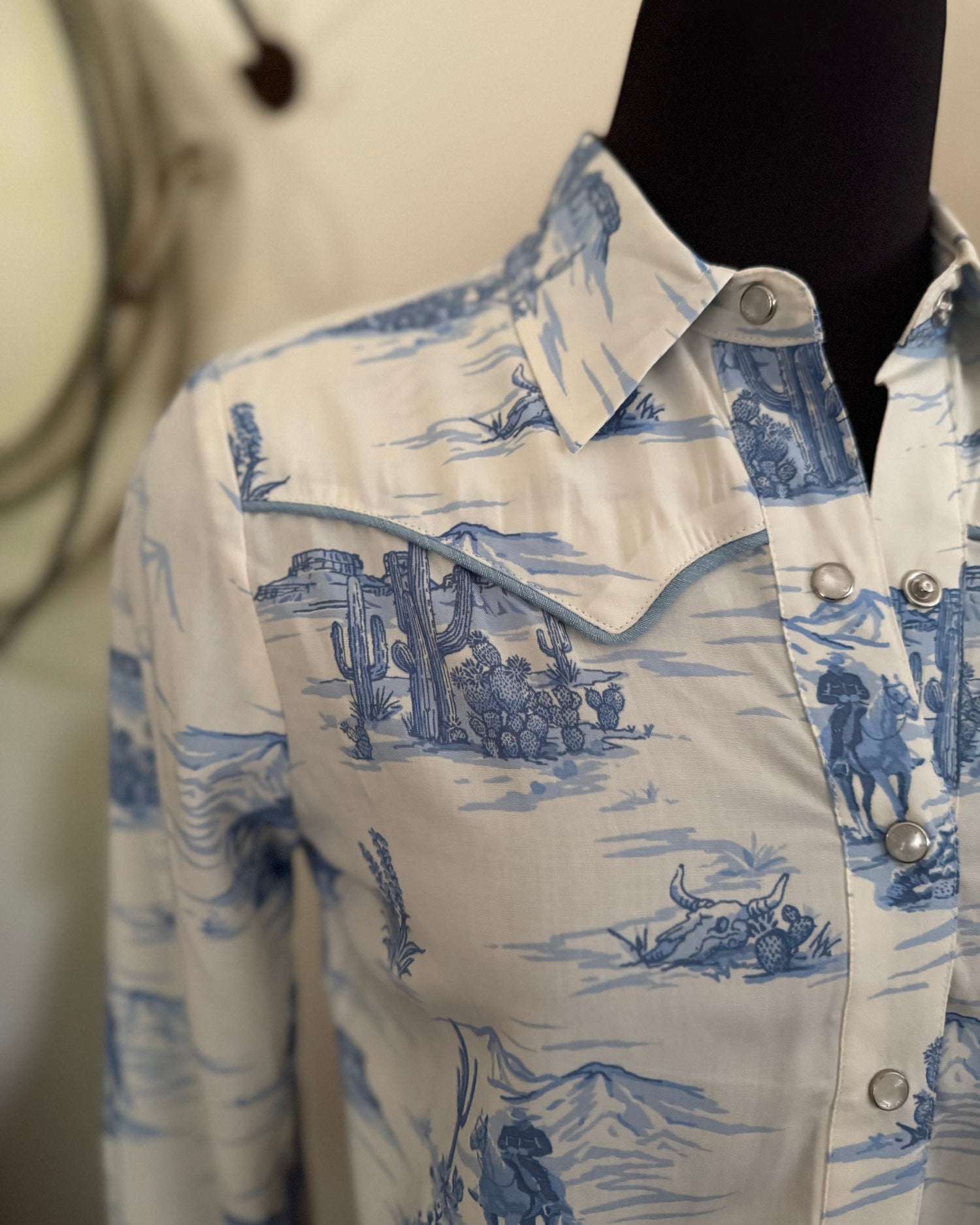 close up of white and blue shirt 