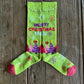 Merry Christmas Y'all Performance Crew Socks (Lime Green & Crystals)