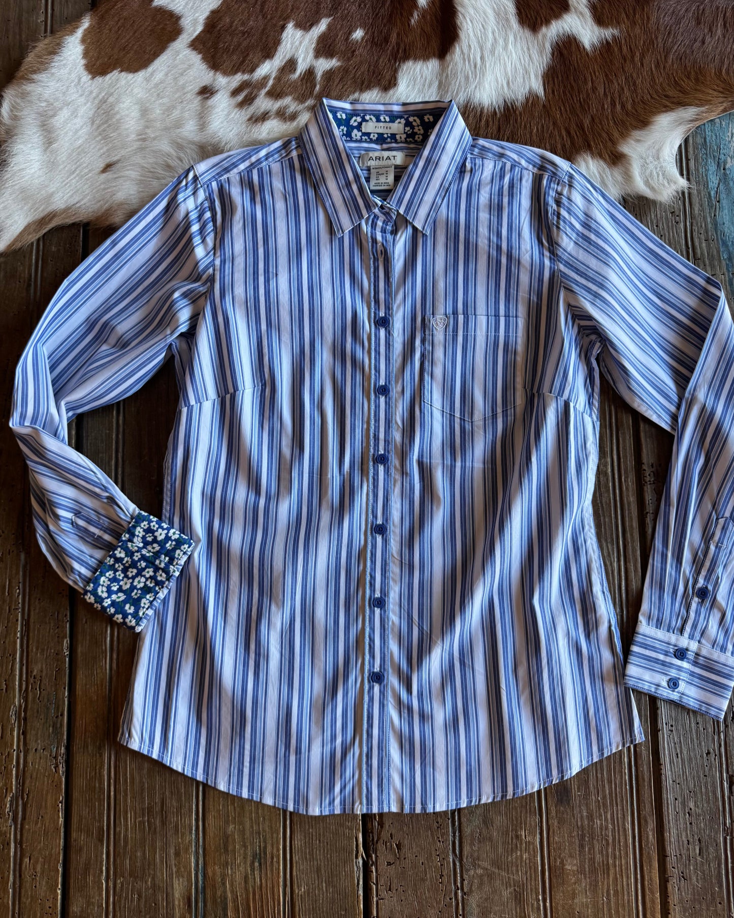 Kirby Long Sleeved Shirt (Cobalt Stripe)