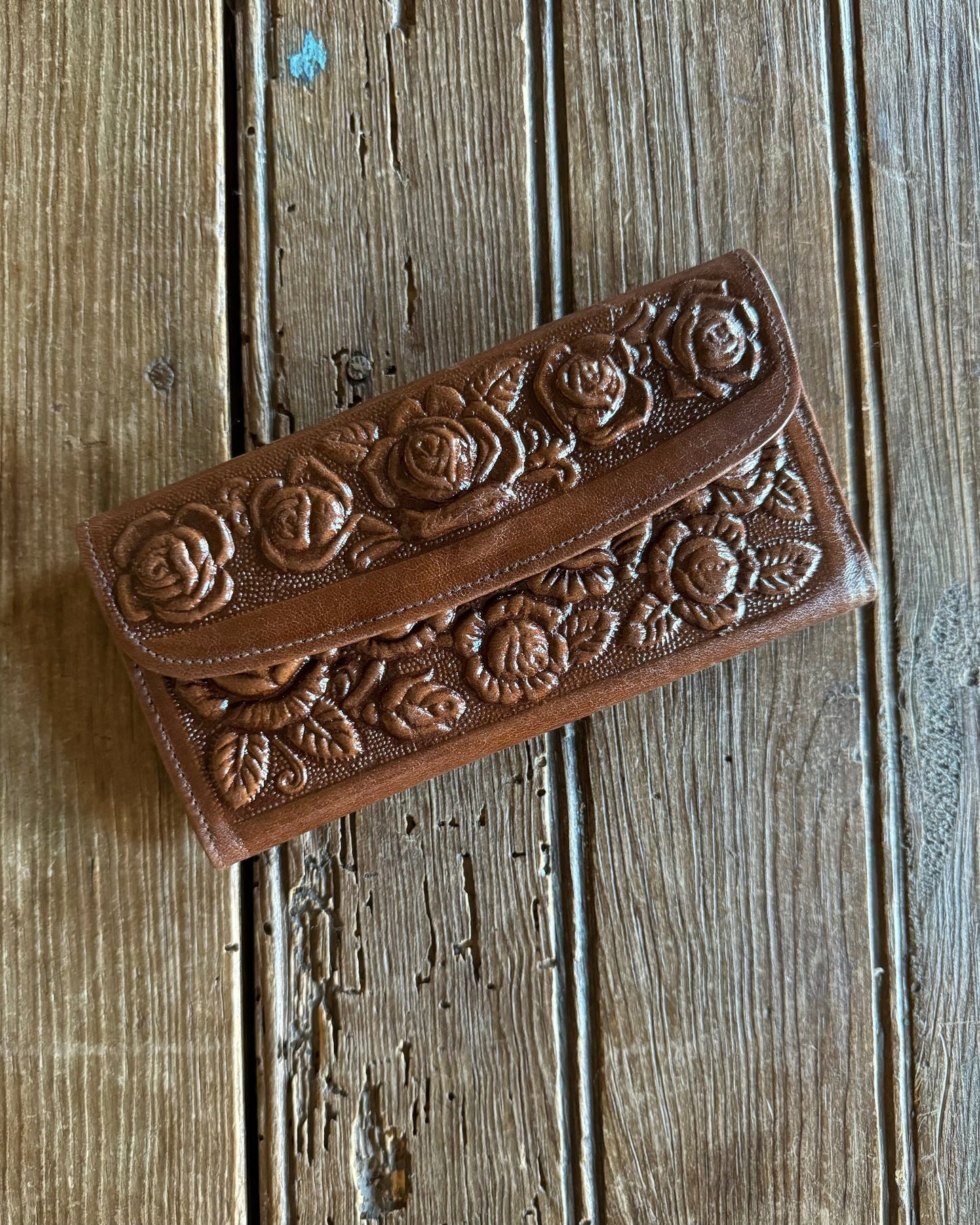 Brown Rose Leather Wallet