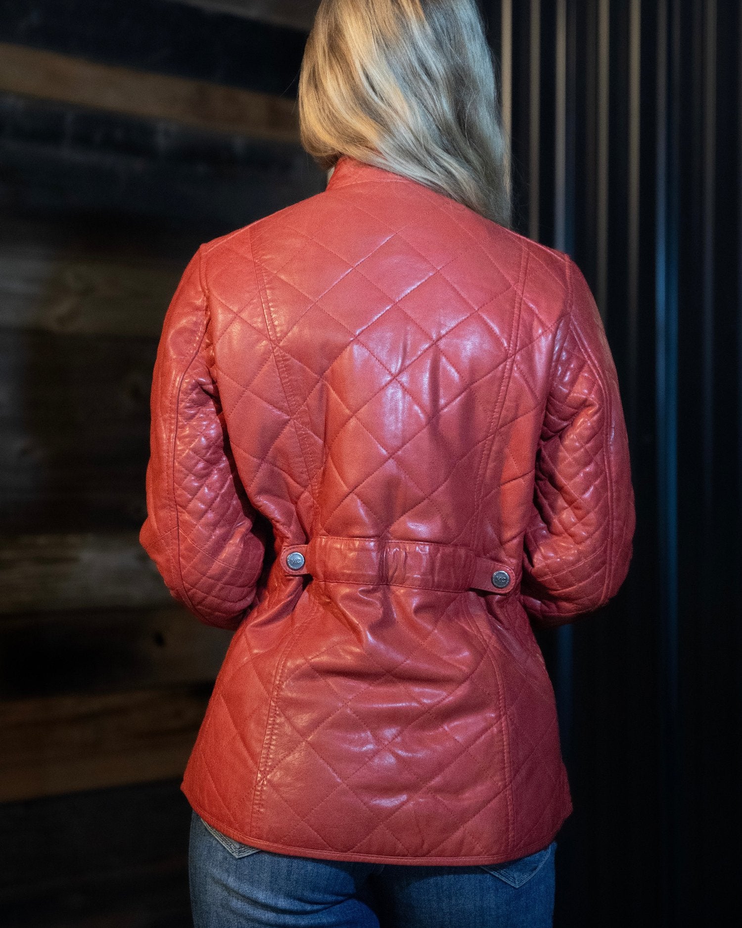 Georgia Quilted Leather Jacket (Red)