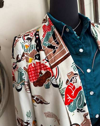 Patterned fabric with cowboy design on a mannequin